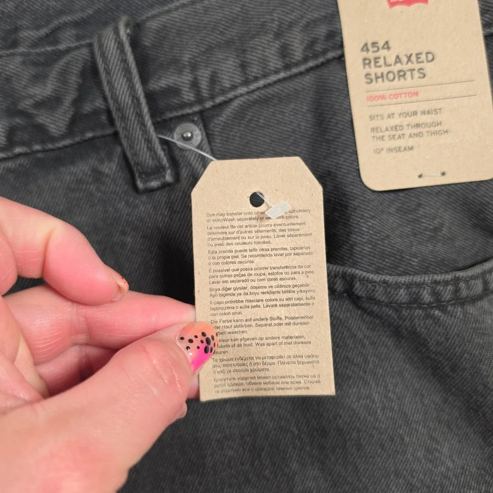 NEW Levi's 454 Relaxed Shorts Mens 40 Black Denim Cotton‎ Workwear Casual Grunge